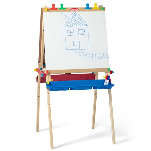 Melissa & Doug Holz Staffelei für Kinder Bastelset | Malstaffelei für Kleinkinder zum Basteln für Kinder im Alter 3-6 J. | Whiteboard & Tafel für Kinder | Trockenlösch- und Kreidetafeln für Kinder von Melissa & Doug