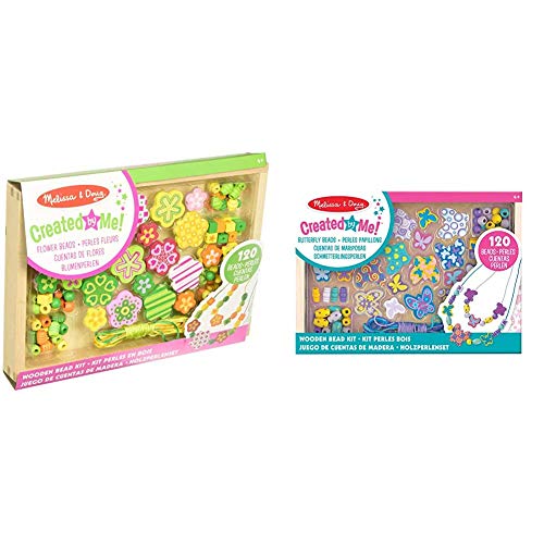 Melissa & Doug Holzperlen-Set Schmetterlinge (120 Perlen) & 14178 Holzperlen-Set, Flower Power, Mehrfarben von Melissa & Doug