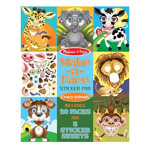 Melissa & Doug Make-a-Face Sticker Pad - Crazy Animals, 20 Faces, 5 Sticker Sheets von Melissa & Doug