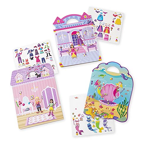 Melissa & Doug | Pack mit 3 | wiederverwendbaren, bauschigen Stickern – Ankleiden, Prinzessin und Meerjungfrau von Melissa & Doug