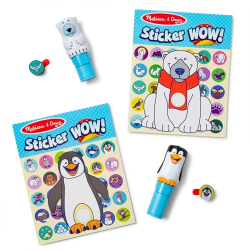 Melissa & Doug Sticker Wow!® Winter (Eisbär und Pinguin) Vorteilspack Kunst und Bastelkunst zum Sammeln – 2 Aktivitätenblöcke, 2 Aufkleberstempel, 2 Bonus-Aufkleberstapel - FSC zertifizierte von Melissa & Doug