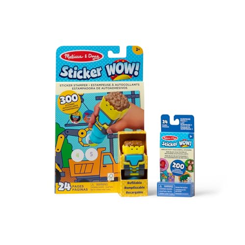 Melissa & Doug Sticker Wow!™ Bulldozer-Set: 24-seitiger Aktivitätenblock, Sticker-Stempel, 500 Sticker, Kunst und Handwerk, Sammelfigur von Melissa & Doug