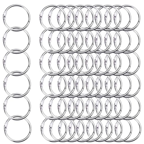 Buchringe, 60 Stück Ringbinder, 20mm Binder Ringe, Metall Buchbinderinge Loseblatt Verbinder für Scrapbook, Album, Memo-Ablage, Handwerk, Schlüsselringe (Silber) von Melldrry