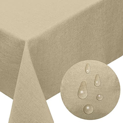 Melody® Tischdecke Textil Leinen-Optik Easy-Clean-Effekt fleckschutz abwaschbar schmutzabweisend strapazierfähig wasserabweisend (eckig 110 x 110 cm, Sand) von Melody