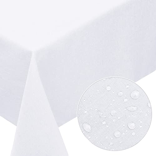 Melody® Tischdecke Textil Leinen-Optik Easy-Clean-Effekt fleckschutz abwaschbar schmutzabweisend strapazierfähig wasserabweisend (eckig 110 x 110 cm, Weiss) von Melody