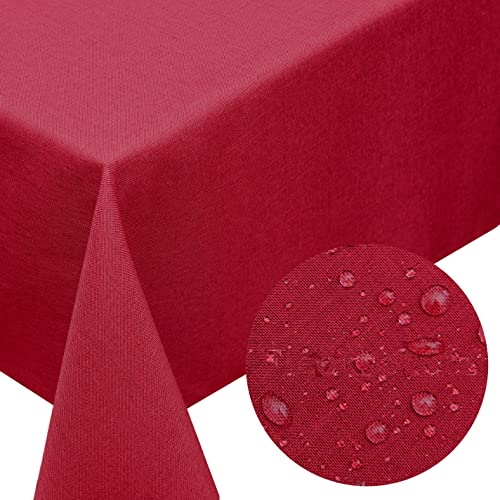 Melody® Tischdecke Textil Leinen-Optik Easy-Clean-Effekt fleckschutz abwaschbar schmutzabweisend strapazierfähig wasserabweisend (eckig 110 x 140 cm, Bordeaux-rot) von Melody