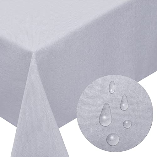 Melody® Tischdecke Textil Leinen-Optik Easy-Clean-Effekt fleckschutz abwaschbar schmutzabweisend strapazierfähig wasserabweisend (eckig 130 x 160 cm, hell-grau) von Melody