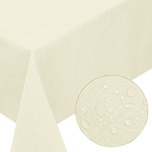 Melody® Tischdecke Textil Leinen-Optik Easy-Clean-Effekt fleckschutz abwaschbar schmutzabweisend strapazierfähig wasserabweisend (eckig 130 x 220 cm, Champagner) von Melody