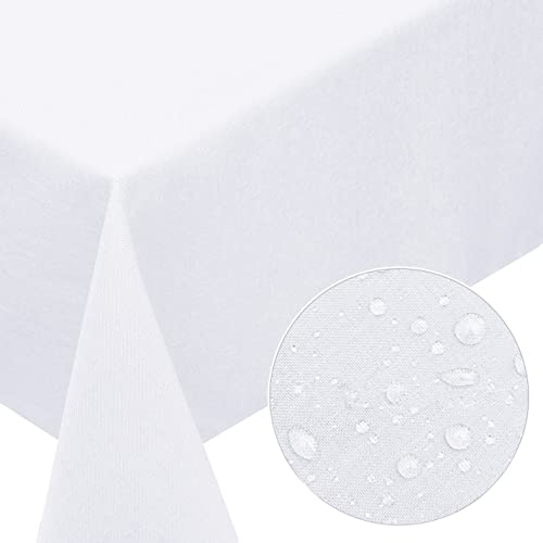 Melody® Tischdecke Textil Leinen-Optik Easy-Clean-Effekt fleckschutz abwaschbar schmutzabweisend strapazierfähig wasserabweisend (eckig 130 x 220 cm, Weiss) von Melody