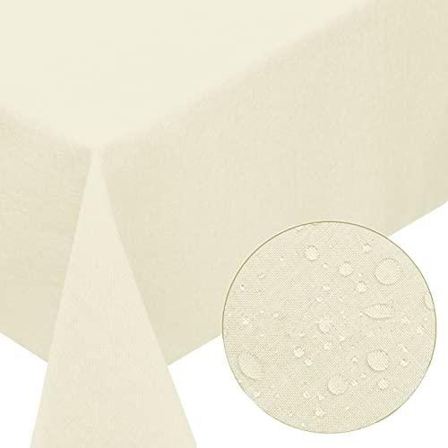 Melody® Tischdecke Textil Leinen-Optik Easy-Clean-Effekt fleckschutz abwaschbar schmutzabweisend strapazierfähig wasserabweisend (rund 180 cm, Champagner) von Melody