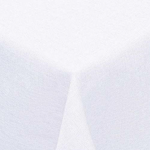 Textil Tischdecke Leinen-Optik eckig rund oval mit Fleck-Schutz Farbe wählbar (oval 160x260 cm, Weiss) von Melody