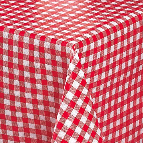 Wachstuch Tischdecke abwaschbar 260 x 140 cm eckig karo rot für Sommer Outdoor #1112-02 von Melody