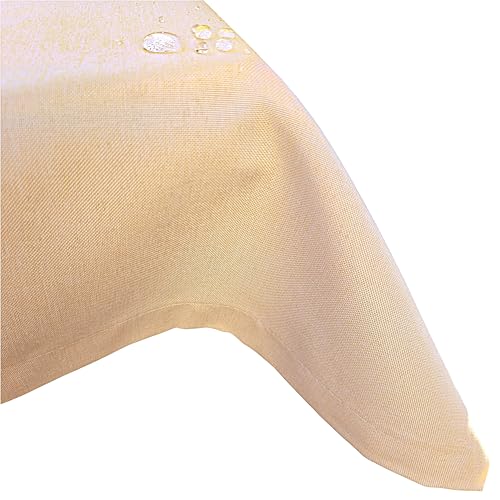 Abwaschbare Fleckenabweisende Leinenoptik Tischdecke (Champag. 135x180cm Oval) hohe Stoffdichte GSM240g/m² Fleckschutz Lotuseffekt Wasserabweisende Kratzfeste Tischdecken Eckig/Oval/Rund viele Größen von MelyshaHome