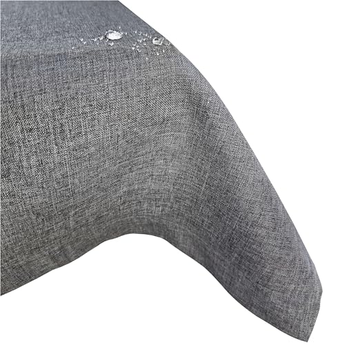Abwaschbare Fleckenabweisende Leinenoptik Tischdecke (Grau 135x180cm Oval) hohe Stoffdichte GSM240g/m² Fleckschutz Lotuseffekt Wasserabweisende Kratzfeste Tischdecken Eckig/Oval/Rund viele Größen von MelyshaHome