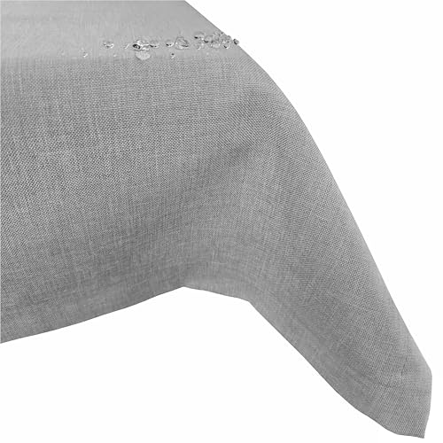 Abwaschbare Fleckenabweisende Leinenoptik Tischdecke (Hellgrau 110x110cm Eckig) hohe Stoffdichte GSM240g/m² Fleckschutz Lotuseffekt wasserabweisende kratzfeste Tischdecken Eckig/Oval/Rund viele Größen von MelyshaHome