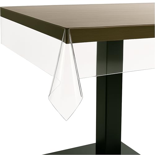 Transparente PVC Tischdecke elastisch viele Varianten durchsichtige Tischfolie Abwaschbar Wasserdicht Tischschutz Plastik Kunststoff Tischdecke ideal für Partys Garten UVM. (140x140cm Eckig) von MelyshaHome
