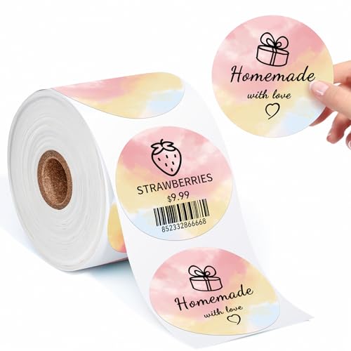 2" Runde Thermische Etiketten, 50mm x 50mm Kreis Aufkleber Drucker Etikett kompatibel mit MUNBYN, Phomemo, Polono Etikettendrucker, für Dankeskarte, Logo, QR Code, Name/Preis, 750 PCS, Verlauf 2" Runde Thermische Etiketten, 50mm x 50mm Kreis Aufkleber Drucker Etikett kompatibel mit MUNBYN, Phomemo, Polono Etikettendrucker, für Dankeskarte, Logo, QR Code, Name/Preis, 750 PCS, Verlauf von Memoking
