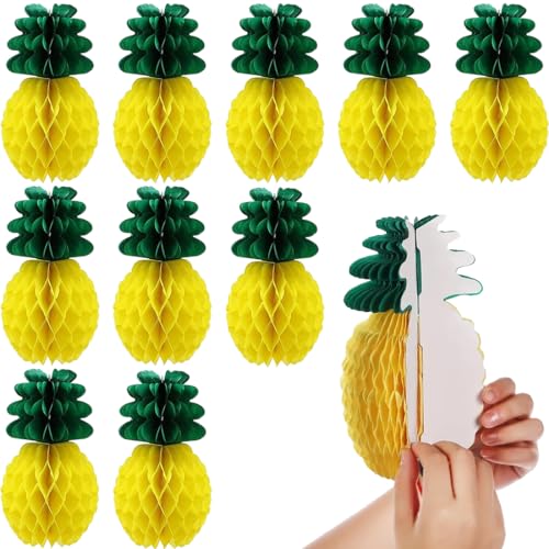 MenYiYDS 10 PCS Ananas-Wabenball-Papier,hawaiianisches tropisches Obst,Papier-Ananas-Dekoration,tropischer Sommer, Hochzeit, Party-Dekoration,Papierlaterne, Ananas per Bicicletta von MenYiYDS