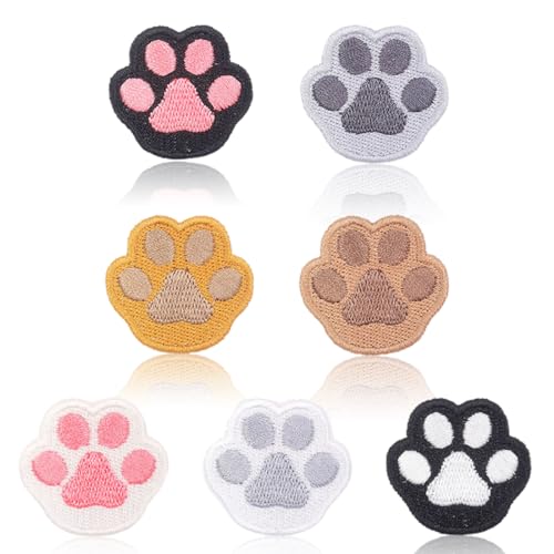 MenYiYDS 7 Pcs Hot Sticky Cat's Paw Patches, DIY Hot Sticky Patches für Kinder und dekorative Patches für Stoffe, Kleidung, Jacken, Jeans, Rucksäcke (3,5cm) von MenYiYDS