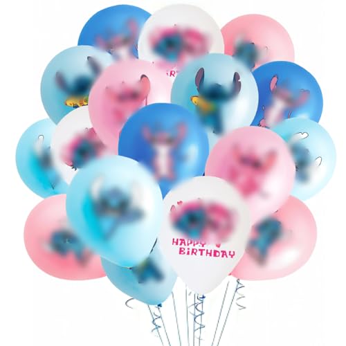 Stich ballon, Stitc Luftballon, Geburtstagdeko, 42 Stück LatexBallons, 6 Farben Regenbogen-Ballons, Geburtstagdeko Geeignet für Kinder Birthday Decorationballoon, Baby Motto Party Dekoration von Menelos