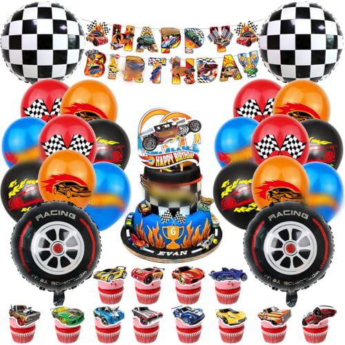 Ballon Dekoration Set, Rad Geburtstag Deko, Wheel Kuchen Deko, Rennwagen Luftballon Set für Jungen und Mädchen Auto Thema Party Ballon Dekoration Set, Rad Geburtstag Deko, Wheel Kuchen Deko, Rennwagen Luftballon Set für Jungen und Mädchen Auto Thema Party von Menelos