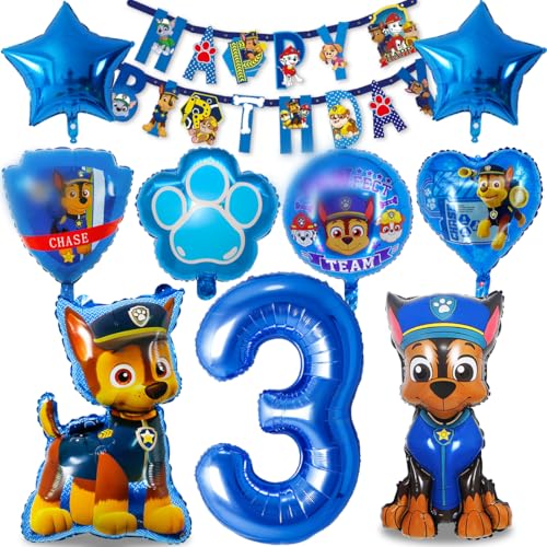 Dog Patrol Geburtstag Deko 3 Jahre, Luftballon Party Deko, Hund Patrol Folienballon Blau, 3 Jahre Geburtstag Junge Party Deko Set, Happy Birthday Banner für Dekoration Kindergeburtstag Party Dog Patrol Geburtstag Deko 3 Jahre, Luftballon Party Deko, Hund Patrol Folienballon Blau, 3 Jahre Geburtstag Junge Party Deko Set, Happy Birthday Banner für Dekoration Kindergeburtstag Party von Menelos