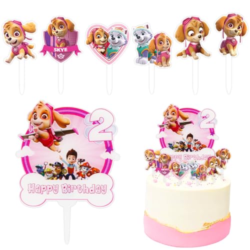 Tortendeko, Happy Birthday Tortendeko 2 Jahre, Tortenaufleger Rosa, Paw Kuchen deko, Geburtstag Deko für Kindergeburtstage Party Jungen und Mädchen Tortendeko, Happy Birthday Tortendeko 2 Jahre, Tortenaufleger Rosa, Paw Kuchen deko, Geburtstag Deko für Kindergeburtstage Party Jungen und Mädchen von Menelos