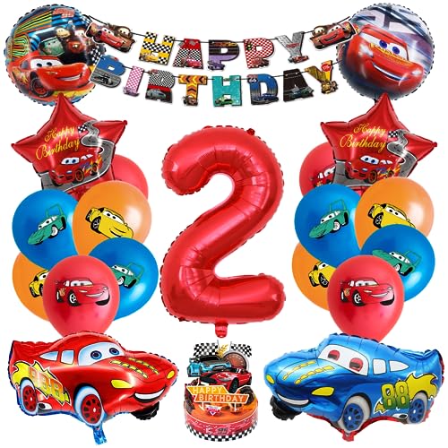 Geburtstag Luftballon 2, Car Geburtstag Dekoration, Happy Birthday Banner, Geburtstag Deko Set, Geburtstag Ballons, Kuchendekoration, Folienballon Geburtstag Auto von Menelos