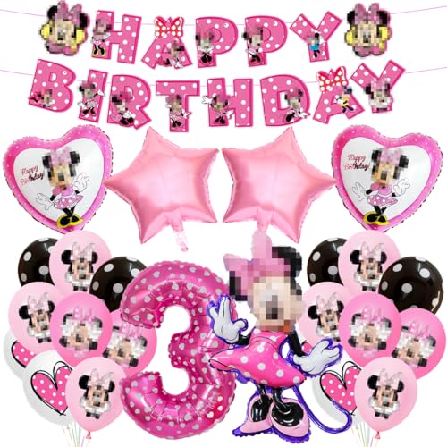 Geburtstagsdeko 3 Jahre Mädchen, Luftballon 3 Jahre Rosa, Deko 3. Geburtstag Mädchen, Herzförmige Folienballonsfür Thema Party, Babypartys von Menelos