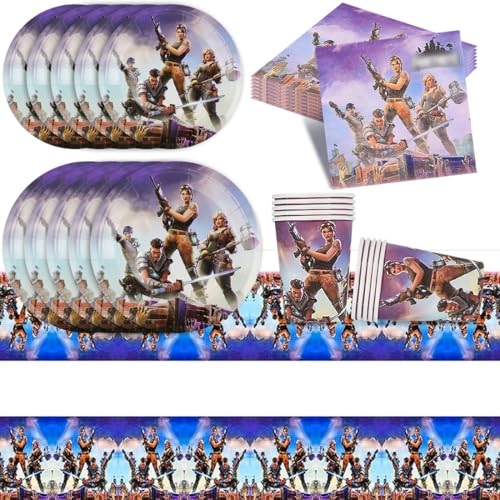Partyzubehör Set, 51PCS Thematische Partygeschirr, Videospiel Party Dekoration, Kind Spiel Partyzubehör Set, Kindergeburtstag Tischdecke, Geburtstag Party Set Partyzubehör Set, 51PCS Thematische Partygeschirr, Videospiel Party Dekoration, Kind Spiel Partyzubehör Set, Kindergeburtstag Tischdecke, Geburtstag Party Set von Menelos