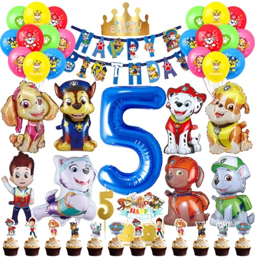 Patrol Geburtstag Deko 5 Jahre, Paw Luftballon Kindergeburtstag Jungen Mädchen, Cartoon Dog Ballons Set, Hund Dog Patrol Blau Luftballon 5 Geburtstag, Tortendeko für 5 Jahre Kindergeburtstag Partydeko Patrol Geburtstag Deko 5 Jahre, Paw Luftballon Kindergeburtstag Jungen Mädchen, Cartoon Dog Ballons Set, Hund Dog Patrol Blau Luftballon 5 Geburtstag, Tortendeko für 5 Jahre Kindergeburtstag Partydeko von Menelos
