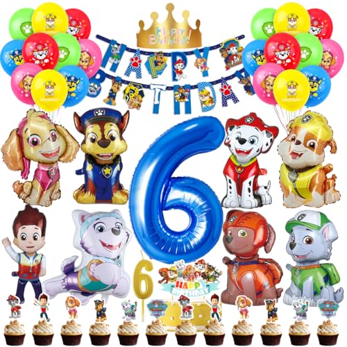 Patrol Geburtstag Deko 6 Jahre, Paw Luftballon Kindergeburtstag Jungen Mädchen, Cartoon Dog Ballons Set, Hund Dog Patrol Blau Luftballon 6 Geburtstag, Tortendeko für 6 Jahre Kindergeburtstag Partydeko Patrol Geburtstag Deko 6 Jahre, Paw Luftballon Kindergeburtstag Jungen Mädchen, Cartoon Dog Ballons Set, Hund Dog Patrol Blau Luftballon 6 Geburtstag, Tortendeko für 6 Jahre Kindergeburtstag Partydeko von Menelos