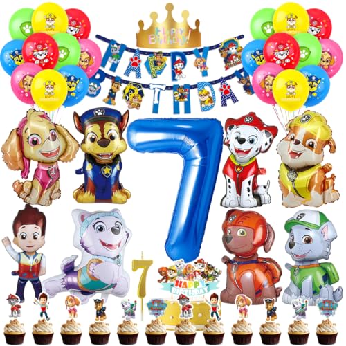 Patrol Geburtstag Deko 7 Jahre, Paw Luftballon Kindergeburtstag Jungen Mädchen, Cartoon Dog Ballons Set, Hund Dog Patrol Blau Luftballon 7 Geburtstag, Tortendeko für 7 Jahre Kindergeburtstag Partydeko Patrol Geburtstag Deko 7 Jahre, Paw Luftballon Kindergeburtstag Jungen Mädchen, Cartoon Dog Ballons Set, Hund Dog Patrol Blau Luftballon 7 Geburtstag, Tortendeko für 7 Jahre Kindergeburtstag Partydeko von Menelos