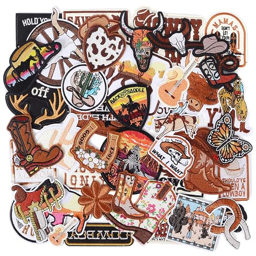Bestickte Western-Aufnäher zum Aufbügeln für Hüte: Meneng 45 Stück Cowboy-Aufnäher für Jacken, Rucksäcke, Kleidung – Vintage-Stickerei-Aufnäher für DIY-Zubehör Bestickte Western-Aufnäher zum Aufbügeln für Hüte: Meneng 45 Stück Cowboy-Aufnäher für Jacken, Rucksäcke, Kleidung – Vintage-Stickerei-Aufnäher für DIY-Zubehör von Meneng