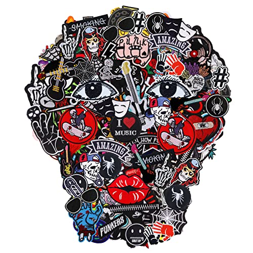 Meneng Gestickte Aufnäher zum Aufbügeln: 30 Stück, sortiert, coole Punk-Stickerei, Aufnäher für Jacken, Kleidung Meneng Gestickte Aufnäher zum Aufbügeln: 30 Stück, sortiert, coole Punk-Stickerei, Aufnäher für Jacken, Kleidung von Meneng