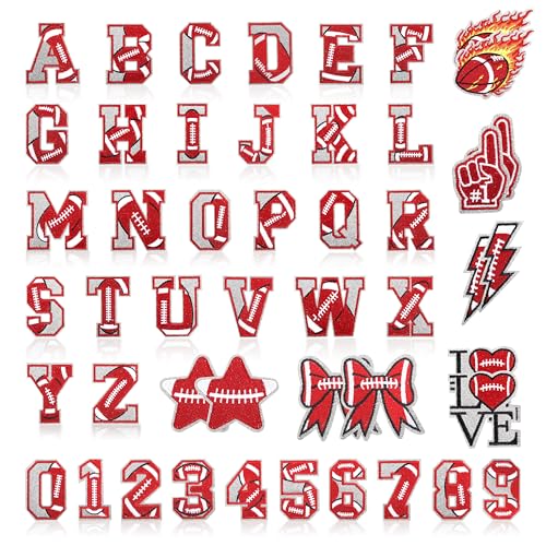 Meneng Fußball-Bügelbuchstaben zum Aufbügeln: 48 glitzernde bestickte Applikationen A-Z Alphabet und 0–9 – Fußball DIY Handwerk zum Personalisieren von Kleidung, Jacken, Rucksäcken, Hüten, Trikots und Meneng Fußball-Bügelbuchstaben zum Aufbügeln: 48 glitzernde bestickte Applikationen A-Z Alphabet und 0–9 – Fußball DIY Handwerk zum Personalisieren von Kleidung, Jacken, Rucksäcken, Hüten, Trikots und von Meneng