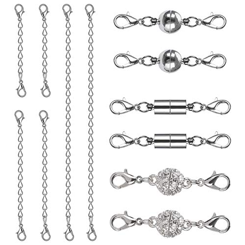 Magnetische Schmuckverschlüsse und Verlängerung Kette Magnetverschlüsse und Halskette Extender Karabinerverschluss für Armband, Halskette, Schmuck, Schmuckherstellung 12 Stück (Silber) Magnetische Schmuckverschlüsse und Verlängerung Kette Magnetverschlüsse und Halskette Extender Karabinerverschluss für Armband, Halskette, Schmuck, Schmuckherstellung 12 Stück (Silber) von MengH-SHOP