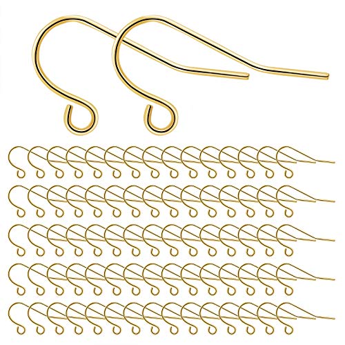 MengH-SHOP Ohrring Haken 925 Sterling Silber Ohrhaken für DIY Ohrhänger Schmuckherstellung Ohring Zubehör 300 Stück, 14K Vergoldetes Gold von MengH-SHOP