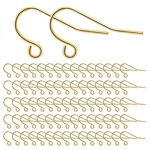 Ohrring Haken 925 Sterling Silber Ohrhaken für DIY Ohrhänger Schmuckherstellung Ohring Zubehör 300 Stück, 14K Vergoldetes Gold von MengH-SHOP