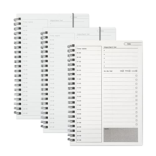 Zeitmanagement Handbuch Aufgabenliste Tagesplaner Spiralblock Notizblock Transparentes PVC Cover Tagesplanung Notizbuch 100 Seiten/50 Blatt 19 x 13 cm (3 Stück) von MengH-SHOP