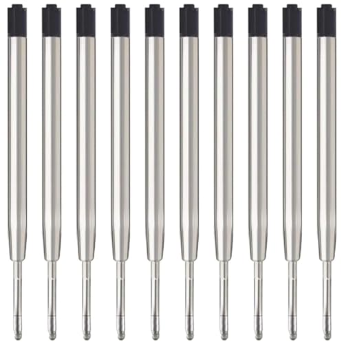 MengRan 3.9'' Kugelschreiber Nachfüllungen, Medium Point, Tinte Pen Nachfüllungen, Kompatibel mit Parker Pen Nachfüllung (Packung 10) (schwarze Tinte) von MengRan