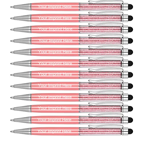 MengRan Personalisierte 2 in 1 Kristall Stylus Pen und Kugelschreiber mit Ihrem individuellen Logo oder Text (Pink) von MengRan