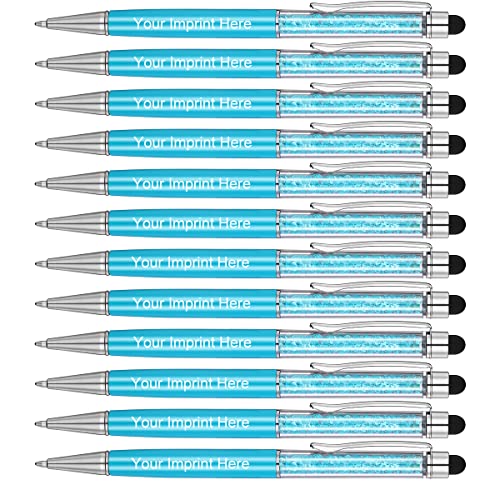 MengRan Personalisierte 2 in 1 Kristall Stylus Pen und Kugelschreiber mit Ihrem individuellen Logo oder Text (Himmelblau) von MengRan