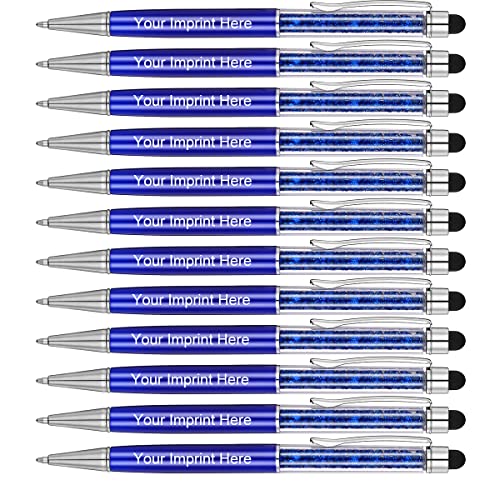 MengRan Personalisierte 2 in 1 Kristall Stylus Pen und Kugelschreiber mit Ihrem benutzerdefinierten Logo oder Text (Dark Bule) von MengRan