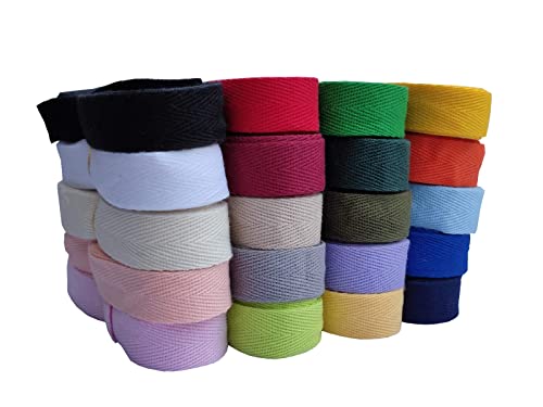 Köperband, Fischgrätenband, 1,5 cm, 40 Meter, Baumwollband, 20 Farben, gemischt zum Nähen, Binden, Geschenkverpackungen, Basteln (1,5 cm), gemischte Farben 2) von Menghuan