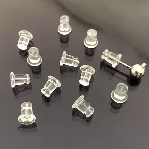 Silikon-Ohrring-Verschlüsse, transparent, hypoallergen, Ersatz-Stopper für Ohrstecker, Fischhaken, 100 Stück Silikon-Ohrring-Verschlüsse, transparent, hypoallergen, Ersatz-Stopper für Ohrstecker, Fischhaken, 100 Stück von Meniala