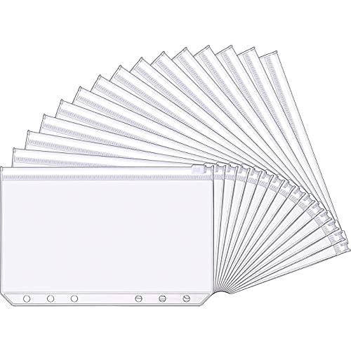 A6 Größe 6 Löcher Binder Taschen Binder Wasserdicht Reißverschluss Ordner Kunststoff Sammel Hüllen Binder Taschen für Postkarte Dateien Dokumente Notizbücher Karten (15 Stücke) von Menmamenma