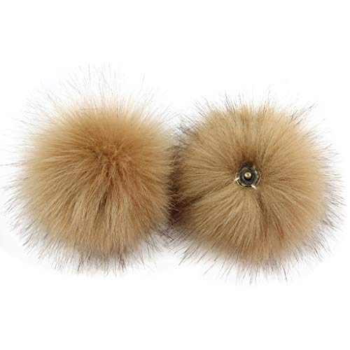 Mentin DIY, 15 cm, Kunstfuchs, Bommel, Fluffy, mit Knopf, für Strickhut, Kleidung, Schuhe, Tasche (10#) von Mentin