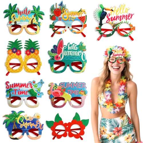 Menwings 9 Paar Hawaii partybrillen, Lustige hawaii Brillen, Sommer-Fotostand-Dekoration Requisiten, Flamingo-Ananas-Brille, Geeignet für Erwachsene und Kinder beach-Pool-Party, Geburtstagspartybrille Menwings 9 Paar Hawaii partybrillen, Lustige hawaii Brillen, Sommer-Fotostand-Dekoration Requisiten, Flamingo-Ananas-Brille, Geeignet für Erwachsene und Kinder beach-Pool-Party, Geburtstagspartybrille von Menwings