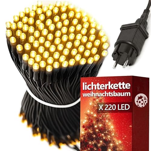 Menz Lichterkette Außen 22 m mit 220 LEDs – Warmweiß, IP44 wasserdicht, Weihnachtsbeleuchtung für Garten, Terrasse, Party & Weihnachtsbaum, 8 Modi mit Memory von Menz